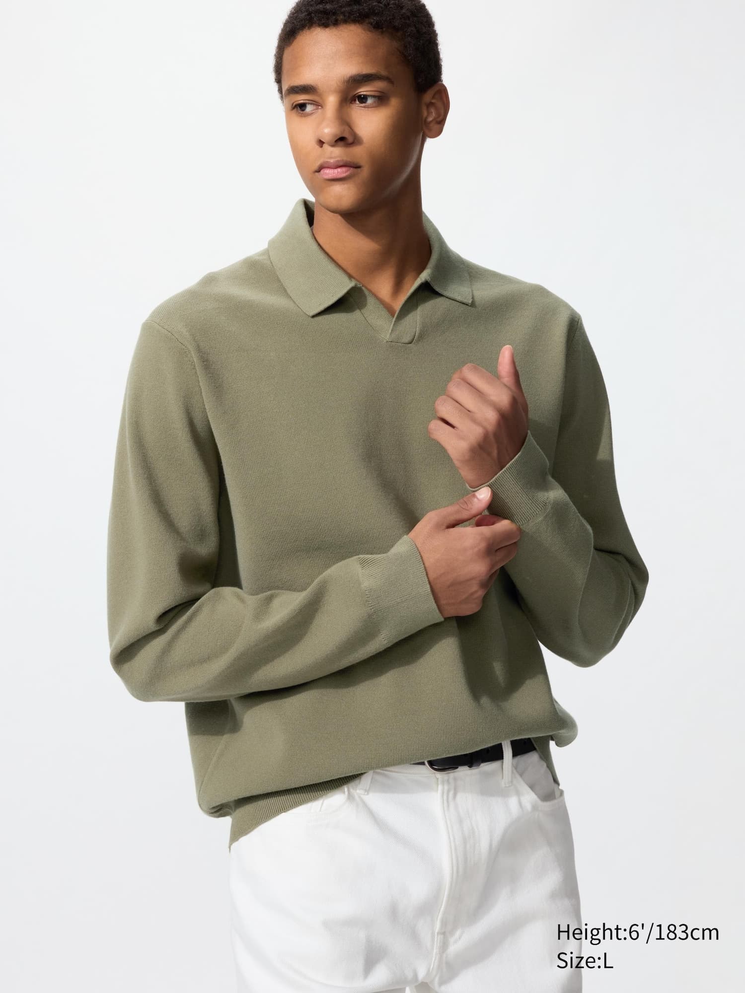 Washable Milano Ribbed Skipper Polo Jumper in GREEN
